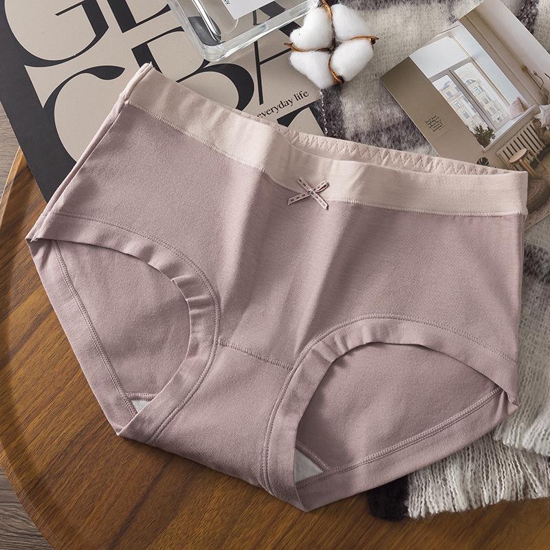 Damen Frühling und Herbst Farbe antibakteriell reine Baumwolle Schritt hautfreundlich atmungsaktiv mittelhoch geschnittene nicht kratzende Slips