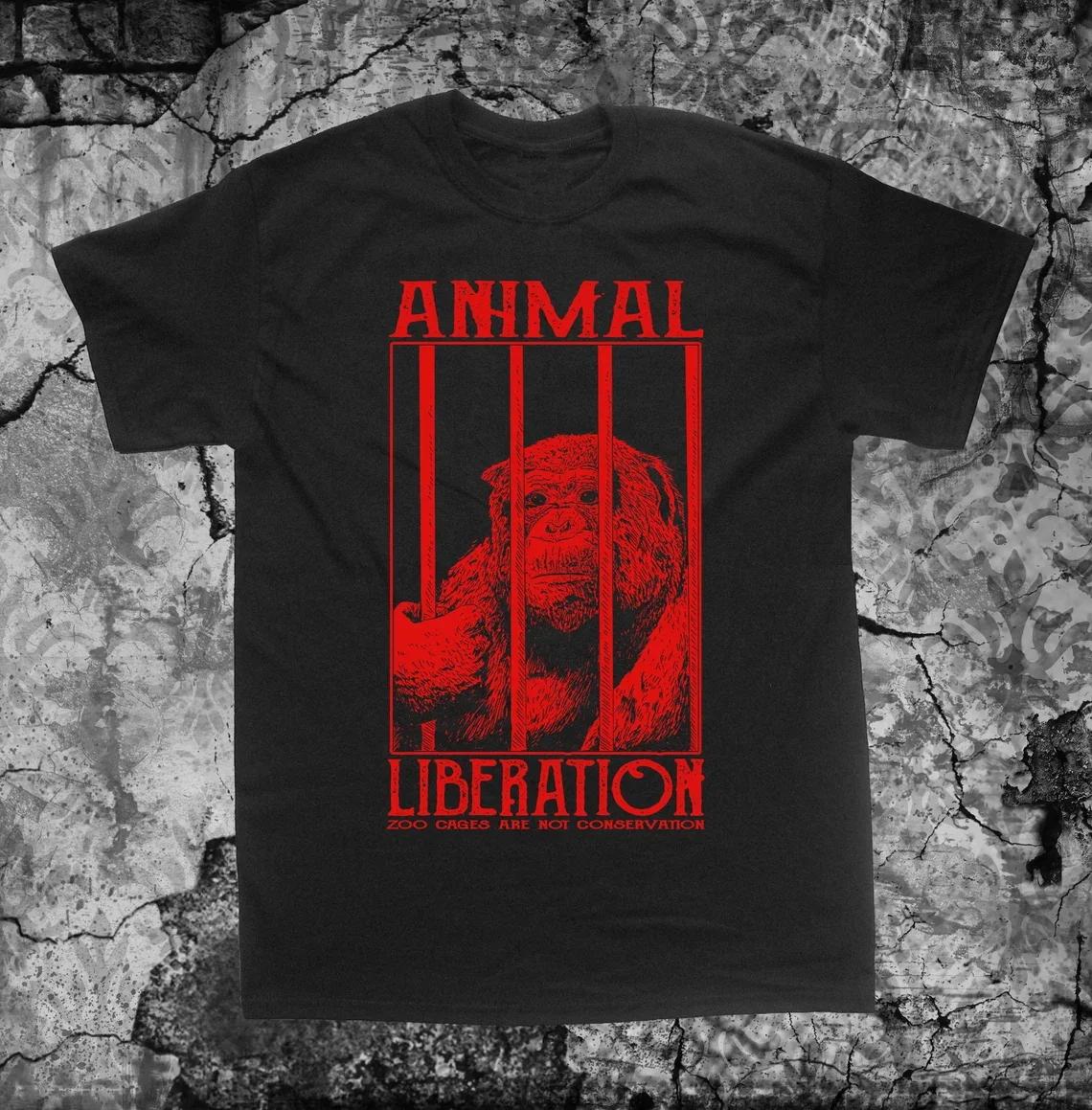 

Liberation TShirt - Vegetarian Vegan 100% Cotton Plus Size Crust Punk Anarcho Anti Zoo Front ALF Plus Size Tops 4XL