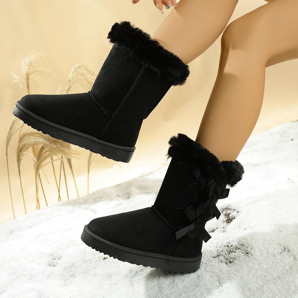 Fashion Winter Mid-calf Boots Thick Plush Thick Sole Non-slip Fashion Solid Color Button 2025 Women Boots Classic Retro Brown Long Boots