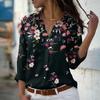 Fashion Long Sleeve Shirt  Single-Breasted Lapel Top Floral Printed Button Shirts Women's Clothing Autumn Blouses Elegant Office