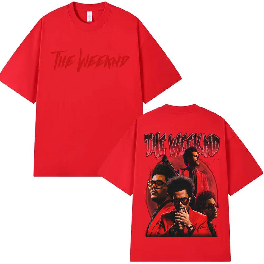 Popový zpěvák Umělec The Weeknd Oboustranný potisk Tričko Pánské oblečení Tričko Estetické Bavlněné Tričko Krátký rukáv Volné Pohodlné Tričko