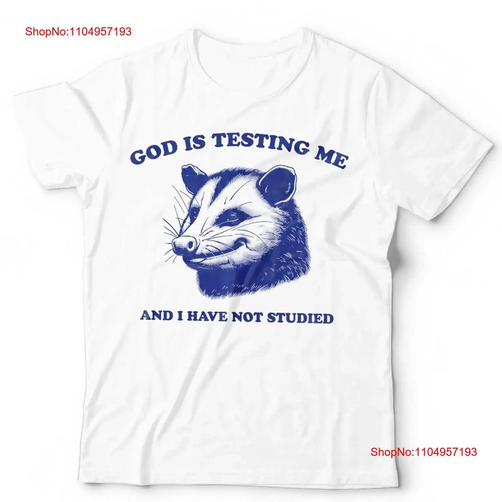 God Is Testing Me T Shirt Funny Opossum Sarcastic Retro Possum Vintage vintage Washed graphic Soft Unisex Casual