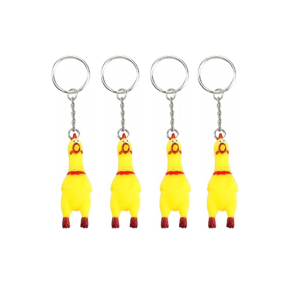 Scream Chicken Voice Chicken Keychain Mini Rubber Squeeze Screaming Chick 1-5PCS Yellow Shrilling Screaming Chicken Keychain