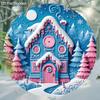 Pink Christmas Wooden Sign with Snow House Pattern - Navidad Sign for Front Door, Yard, Balcony Decor - Ideal Christmas Gifts