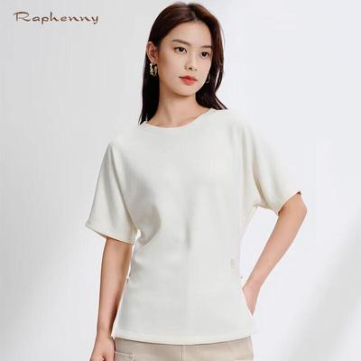 Raphenny Women's Knitted Slim Fit Short Sleeve T-shirt