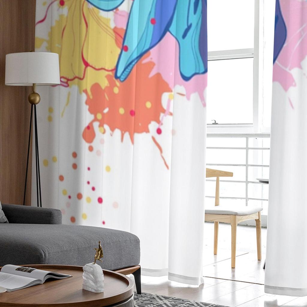 Watercolor Sheer Curtains For Living Room Colored Flowers Bedroom Tulle Curtains Kitchen Window Treatments Panel Drapes