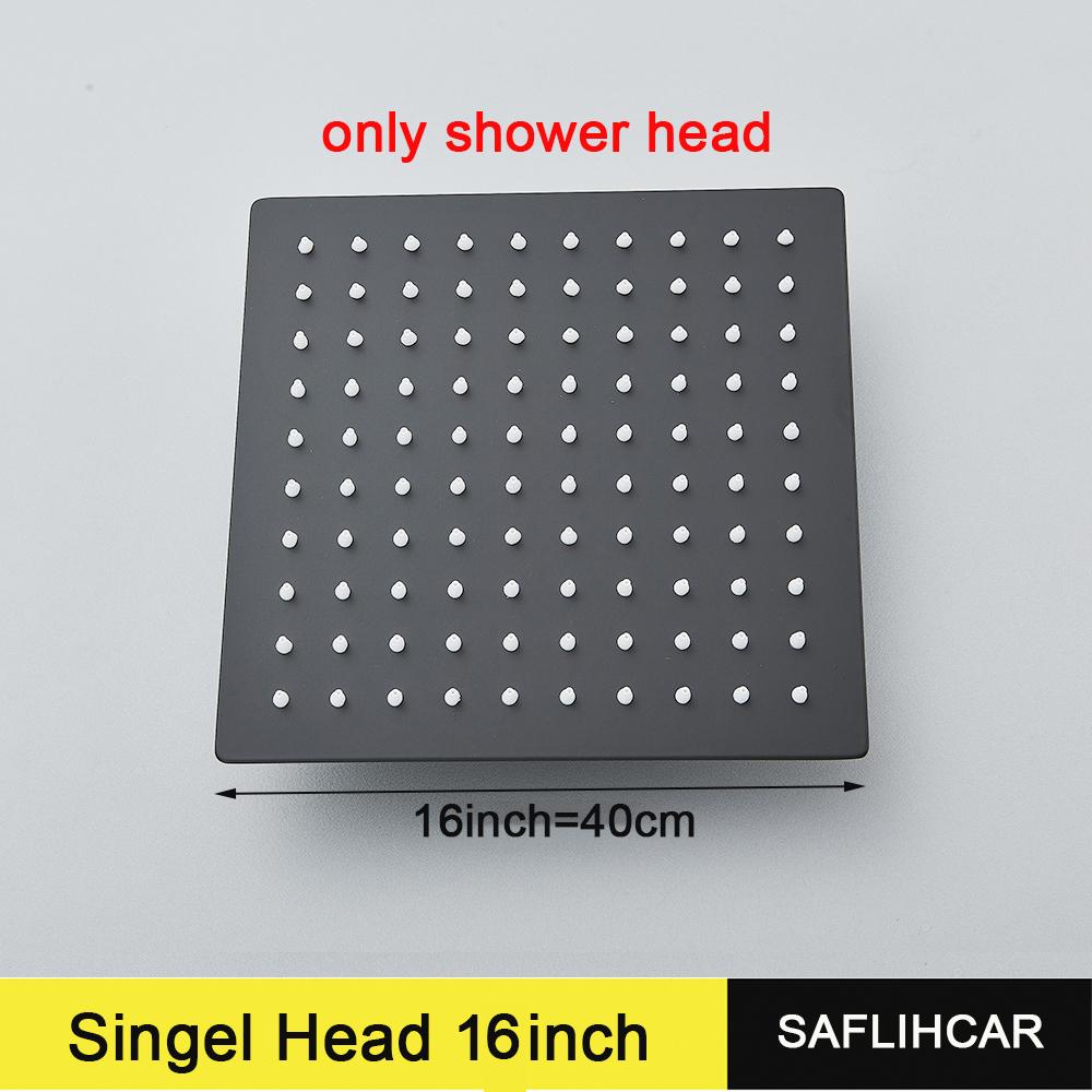 Stainless Steel Black Shower Head 8/10/12 Inch Chrome Rainfall Bath Head Wall Mounted Bathroom Accessories