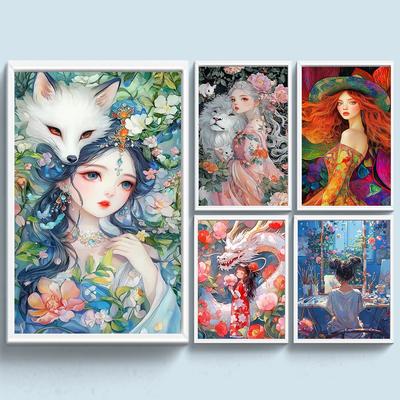 Full Embroidery Eco-cotton Thread 11CT Printed Girl Cross Stitch Kit Art