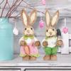 Artificial Bunny Statues Crafts with Clothes Standing Straw Easter Rabbit Decor for Desktop Gifts