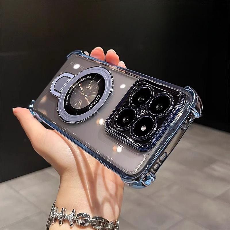 Clear Shockproof Magnetic Bracket Phone Case For Samsung S25 S24 S23 S22 S21 S20 Plus FE Ultra S25 Edge Soft Silicon Stand Cover