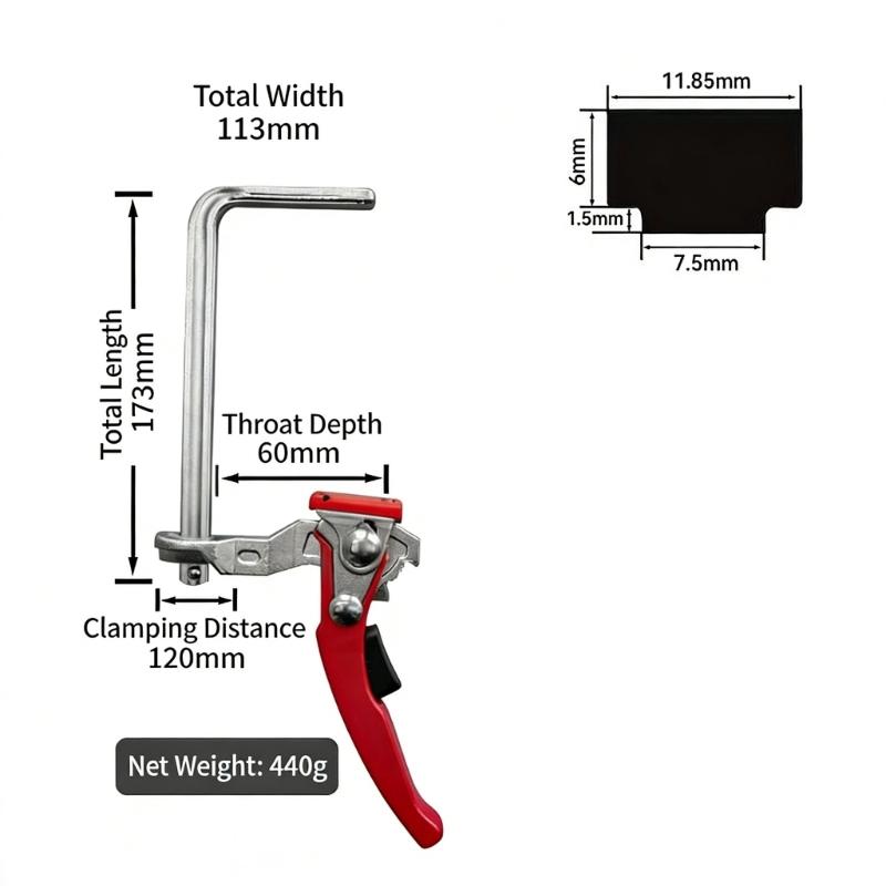 Heavy Duty Ratchet F Clamp Guide Rails Clamp For Woodworking With Quick Locking Mechanism And Antislip Jaw Pad