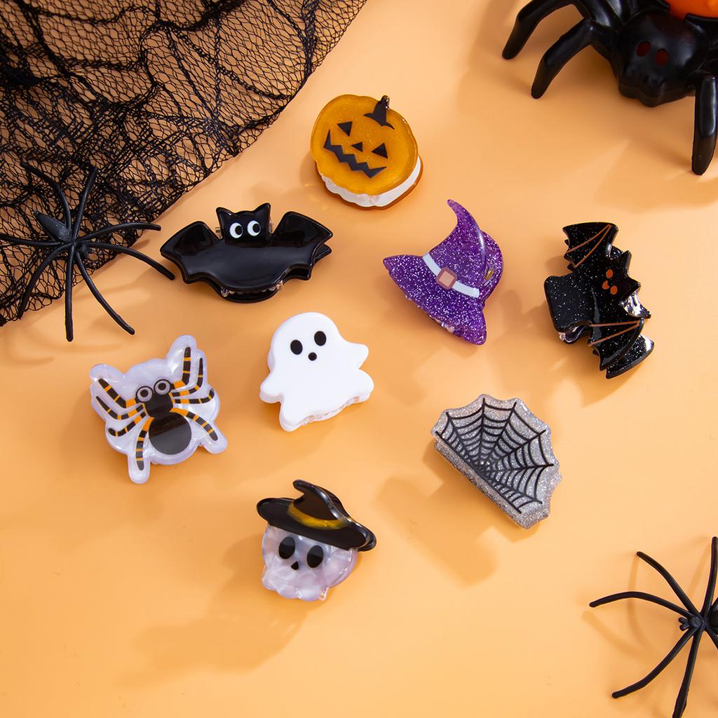 Creative Halloween Bat Pumpkin Spider Small Scratch Clip, Funny Personality Ghost Black Cat Bangs Clip