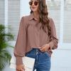 Lantern Sleeve Chiffon Shirt Women Casual Loose White Blouse Ladies Pleated Solid Tops Fashion Womens Clothing 2026 Blusa 24751