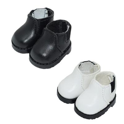 Niannyyhouse 10cm Plüsch Lederschuhe Baumwollpuppe Hohe Stiefel Schuh Länge Ca.. 3,8 cm Verkleiden (Schwarz + Weiß)