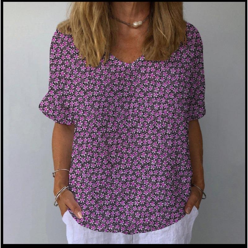 

Весна и лето Новая женская футболка свободного покроя с 3D-цифровым принтом и покатым вырезом 4XL