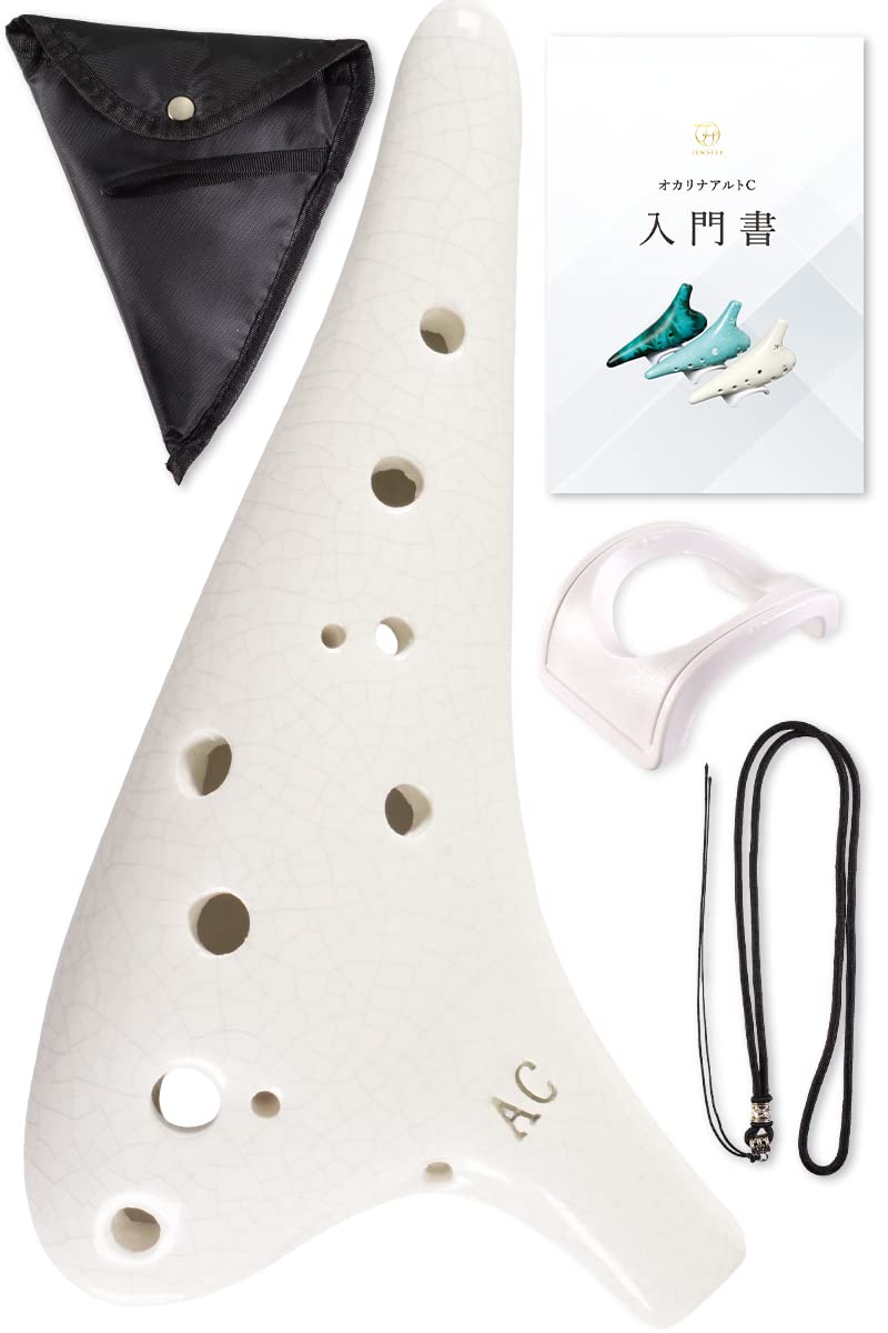 

JINSELF by Ceramic Ocarina Beginner Alto Sheet White [Handcrafted Artisans] Set, C, Introductory, Children s Instrument, Music, Strap, белый