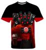 Skibidi 3D Printed Fun T-shirt for Boys, Cartoon Camera Print, Short-Sleeve Streetwear