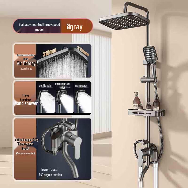 Abdo Gunmetal Grey Exposed Shower Faucet Set