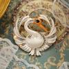 Vintage Classic Women Men Enamel Crystal Goose Badges Pins Palace Baroque Animal Design Unisex Bag Suit Accessories Brooches