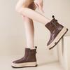 Winter velvet snow boots for women, thick-soled casual leather short boots, high-top thickened warm cotton shoes