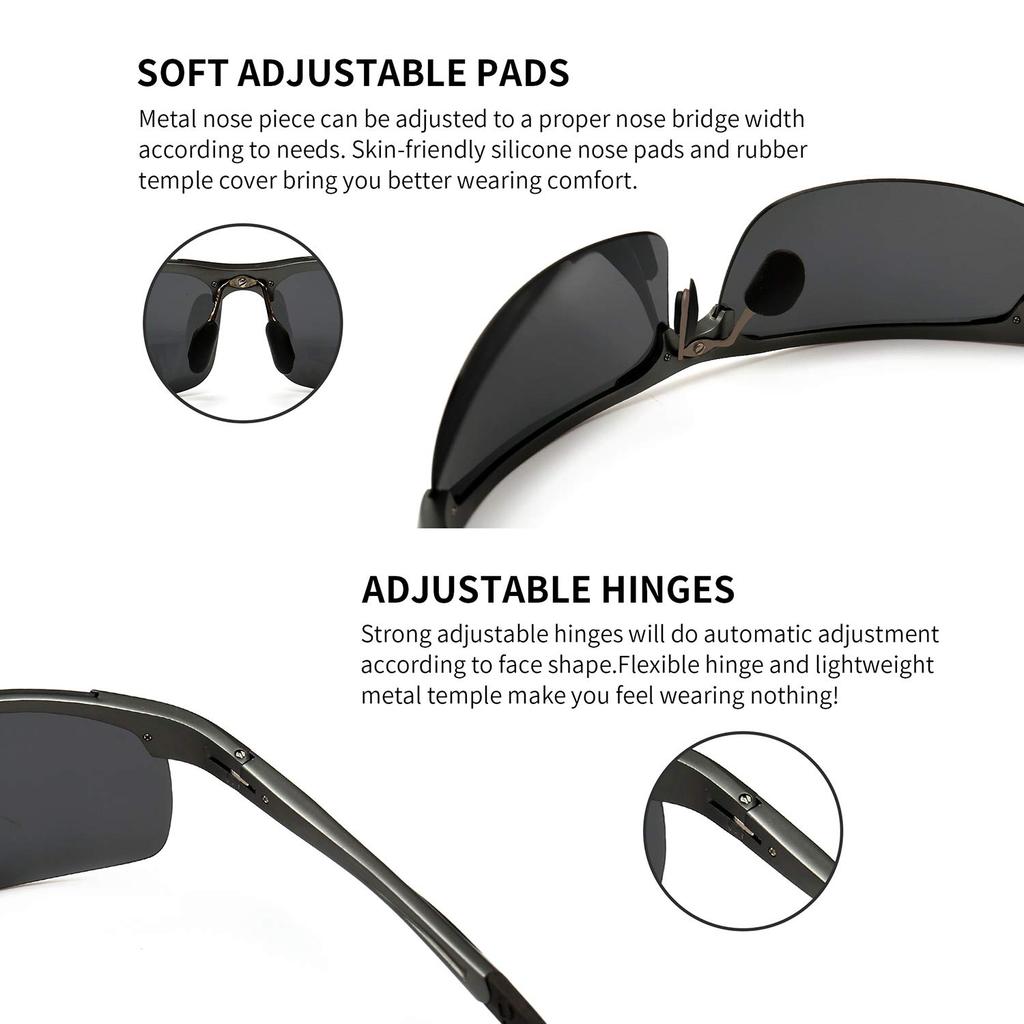 HD Polarized Sunglasses for Running Metal UV400 Gray SGT177QKH JP [SUNGAIT] Men's Driving, Fishing, Cycling, - Frame, (Gunmetal Frame, Lens)
