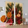 2 Stück, 2D-Flachdruck Vorhänge Weihnachten Gemütlich Wein Tannenzapfen Weihnachtsstern (2) Polyester, einfache Installation (ohne Stange) Alle Jahreszeiten