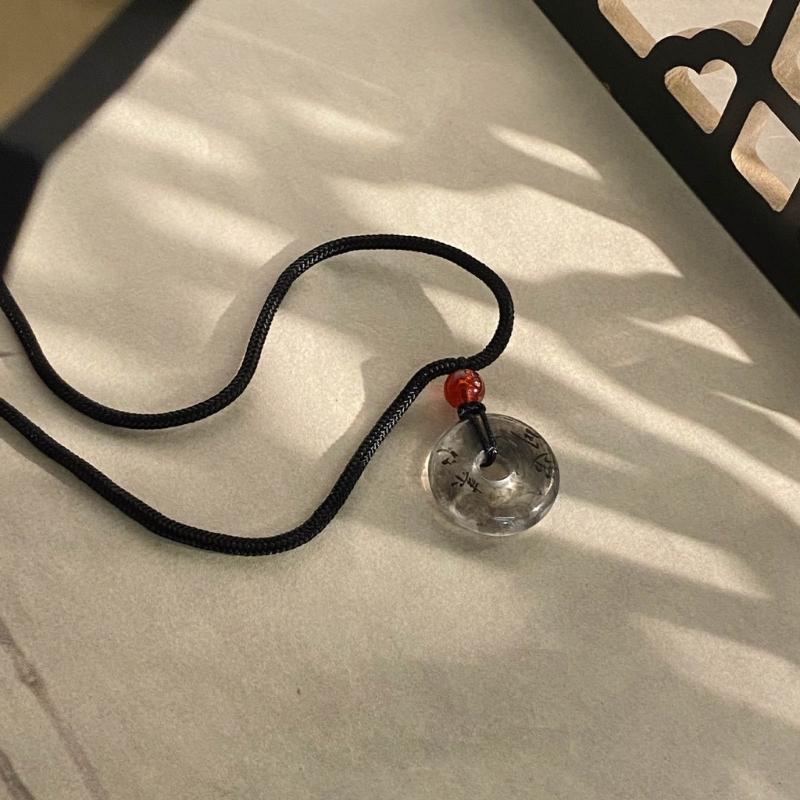 Traditional Chinese Character Good Luck Pendant Necklace Adjustable Rope Peace Buckle Pendant Clavicle Chain Jewelry
