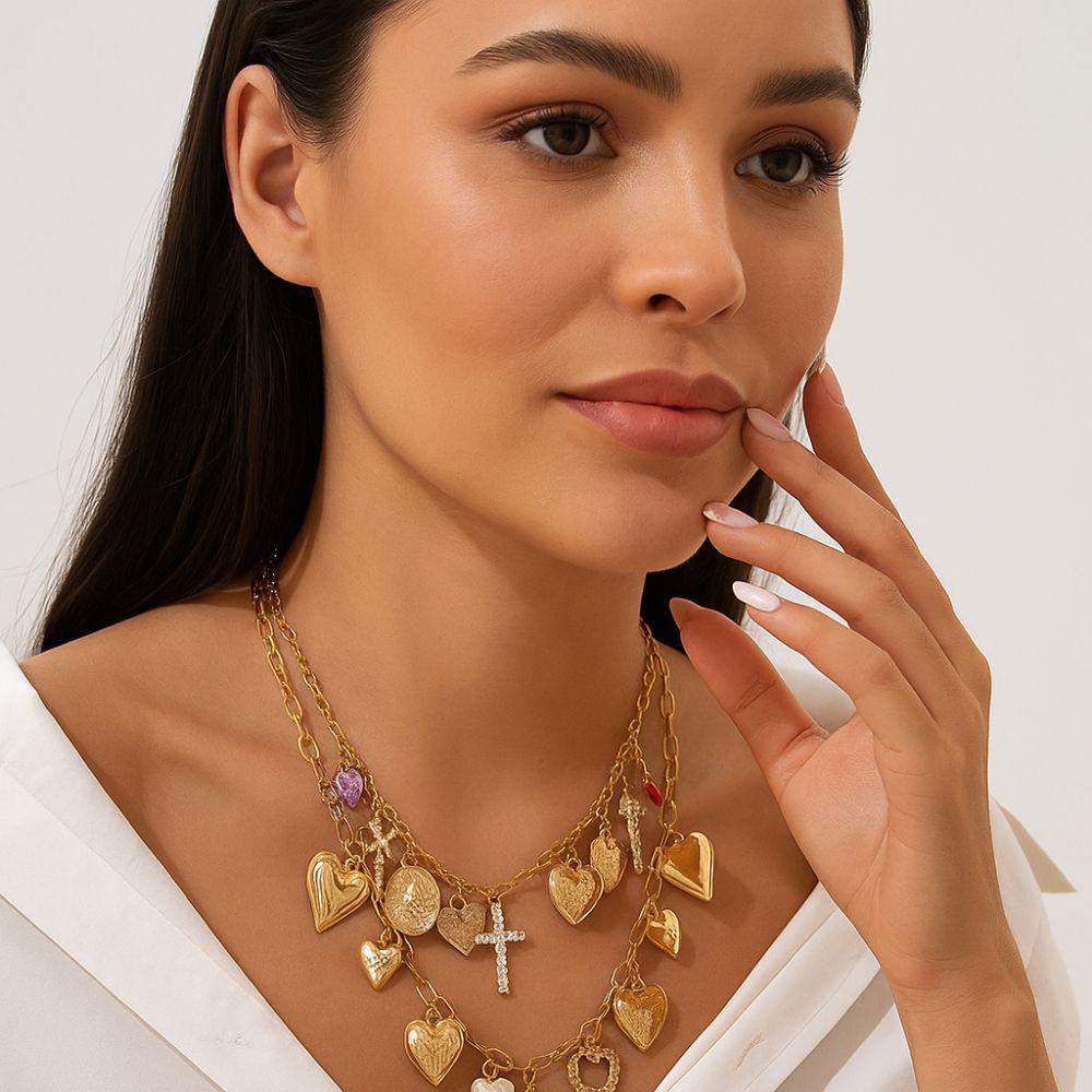 Vintage Style Heart Pendant Necklace Imitation Pearl Love Pendant Necklace  Party Wear