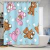 Duschvorhang mit Bärenprint und Cartoon-Design, perfekt für Kinderbäder