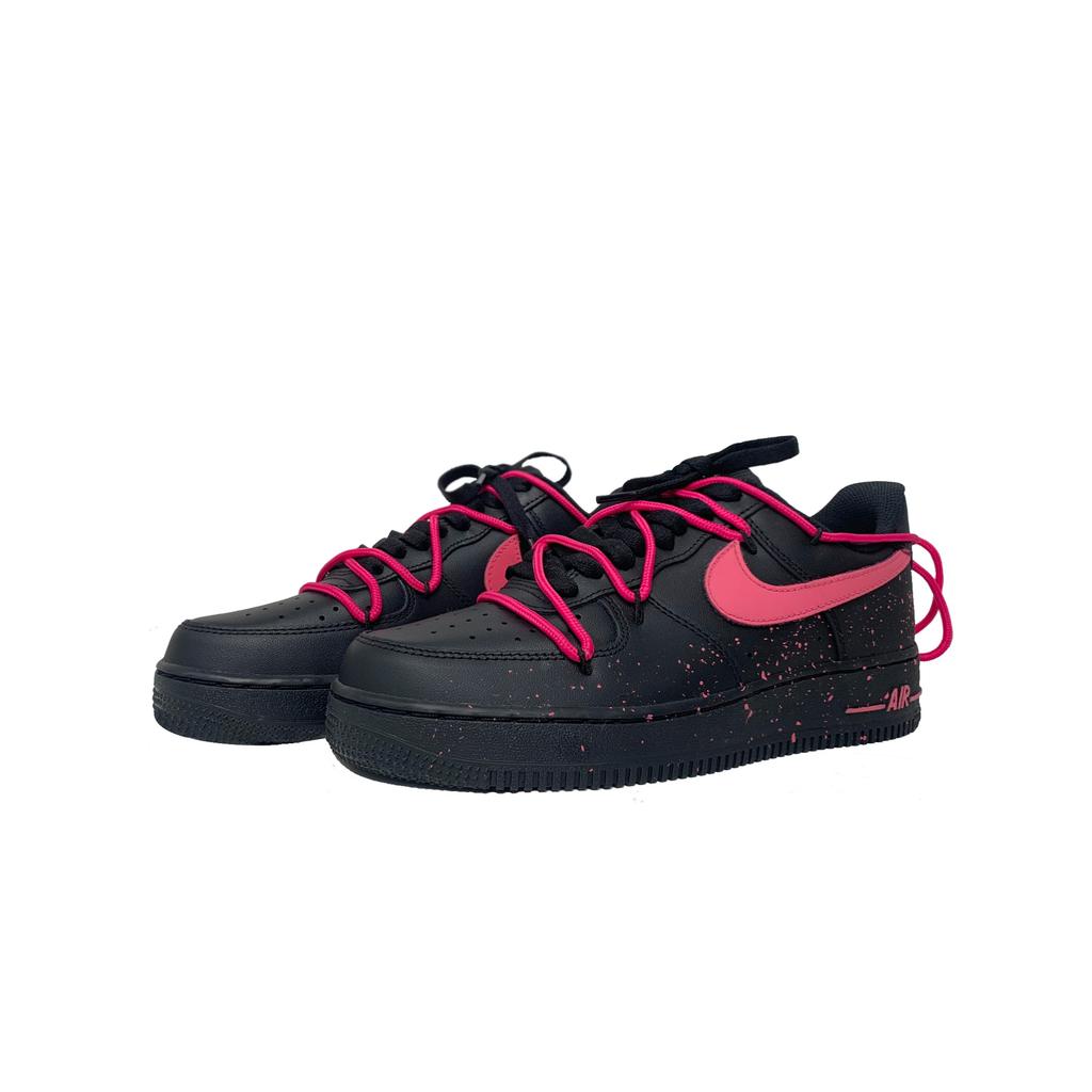 Nike Air Force 1 BLACKPINK Black Sweet Abrasion Resistant Low top Skateboard Shoes Unisex Black Pink CW2288-001(Team1274-BLACKPINK)
