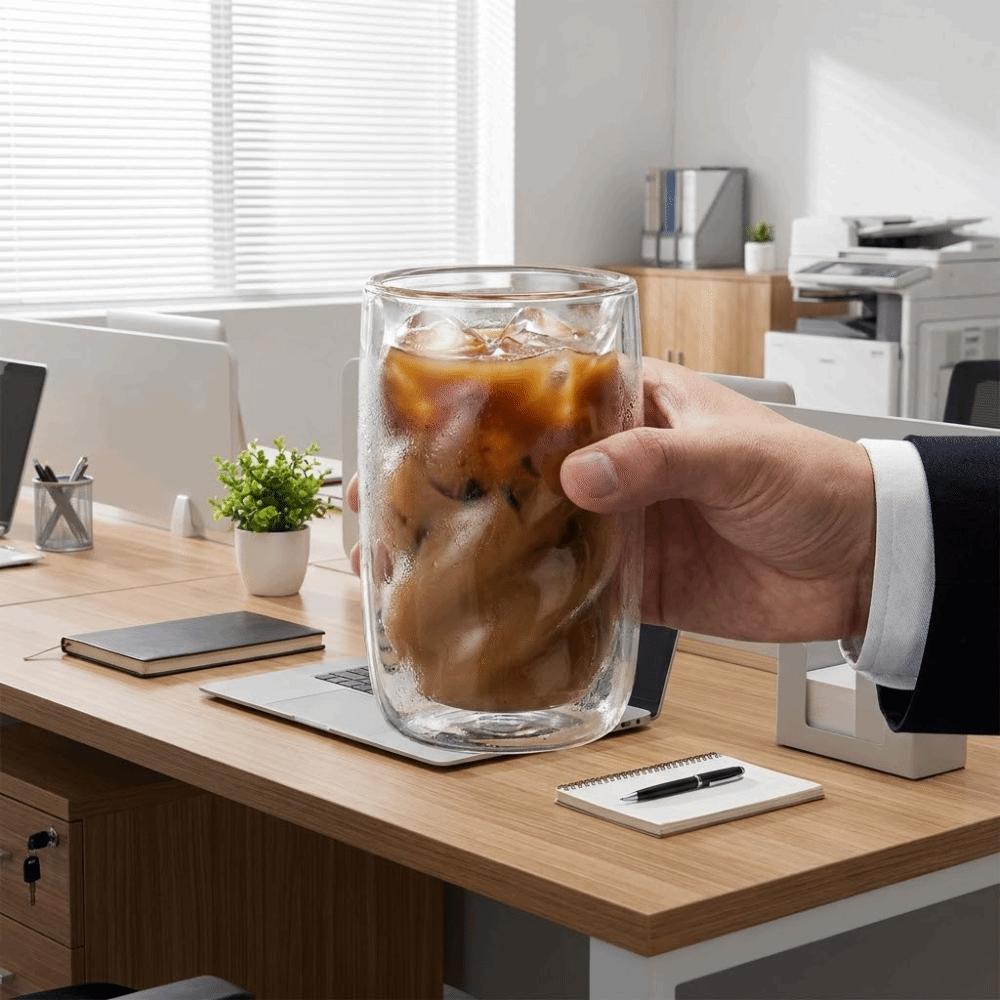 Taza de Café de Doble Pared con Diseño Retorcido Vaso Transparente para Jugo Vaso de Agua Vaso de Cerveza Uso en Bar