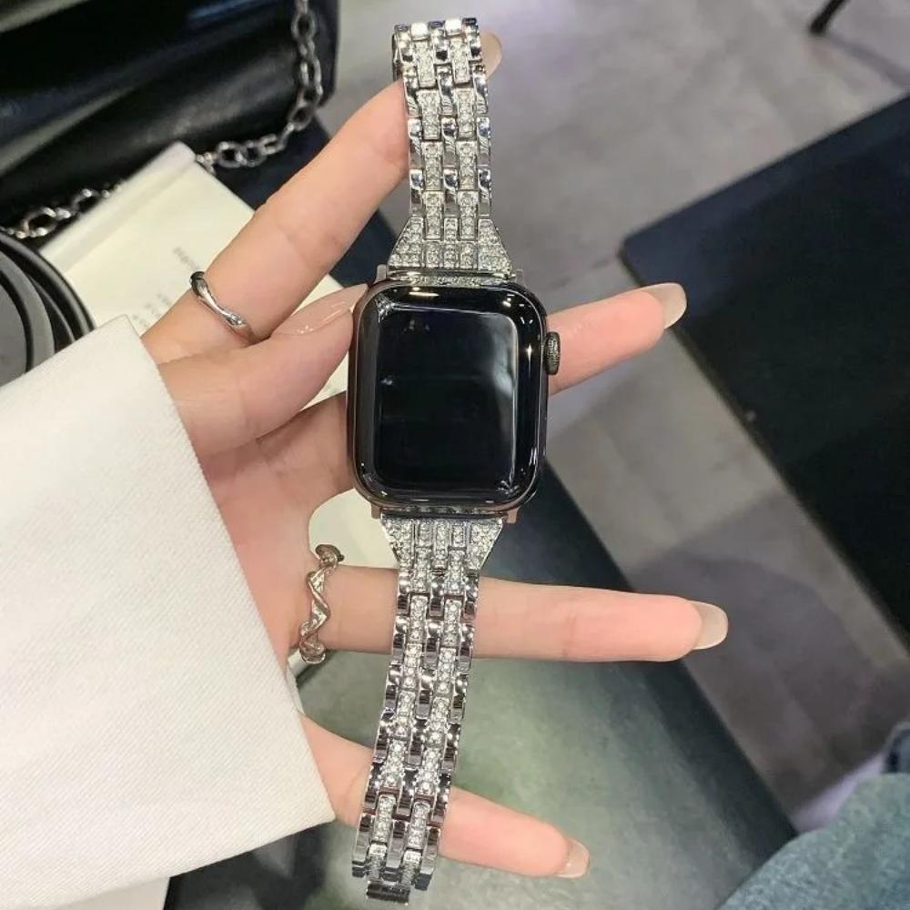 Sparkling Metal Band for Apple Watch Ultra Bands 49mm 38 40 41 42 44 45 46mm Jewelry Diamond Metal Strap for iWatch Series11 10 9 8 7 6 5 4 3