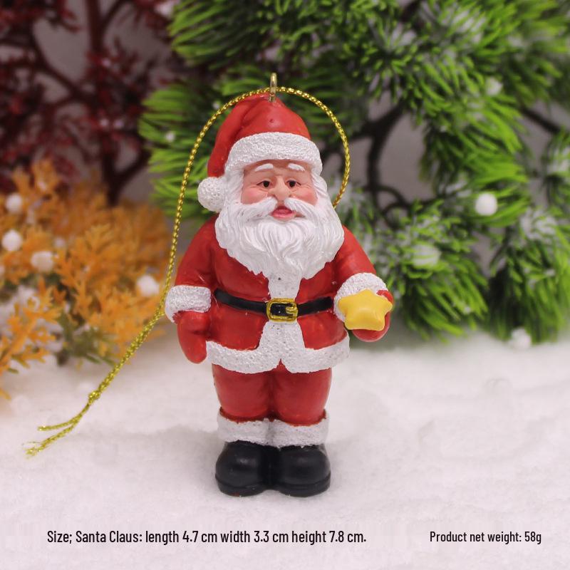 Santa Claus and Snowman Figurines with Christmas Ornaments, Brown Bear Gift Bag & Micro Landscape Pendant