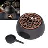 Teapot Warmer Base Ceramic Candle Heater Tea Coffee Milk Light Warmer with Purple Iron Pad for Home Black