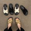 Stepping on shit feeling thick-soled cross slippers women's summer wear 2025 new fashion versatile flat-bottomed casual beach cool slippers