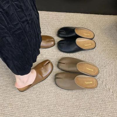 Fashion Bailamos Brand New Women Slippers Fashion Split Toe Shallow Slip On Mules Shoes Soft Flats Outdoor Casual Slides Mujer