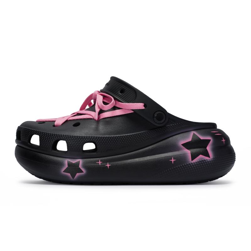 

Crocs Classic Crush 811 Made Neon Star Sweet Cool Strap Hole Shoes Unisex Black Pink 39-40