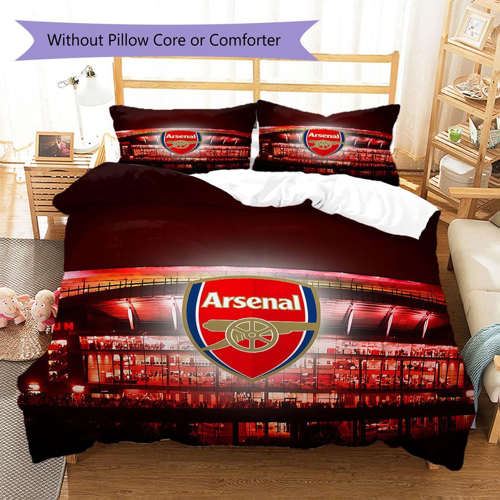 Arsenal F Pattern Bedding,Quilt Set Quilt Cover Pillowcase Home Birthday Gift(1 * duvet cover + 2 * pillowcase, without core)