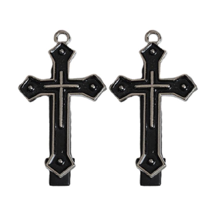 

Dark Black Crosses Hair Clip Crosses Hairpin Sweet Balletcore Bunches Hair Clip 1