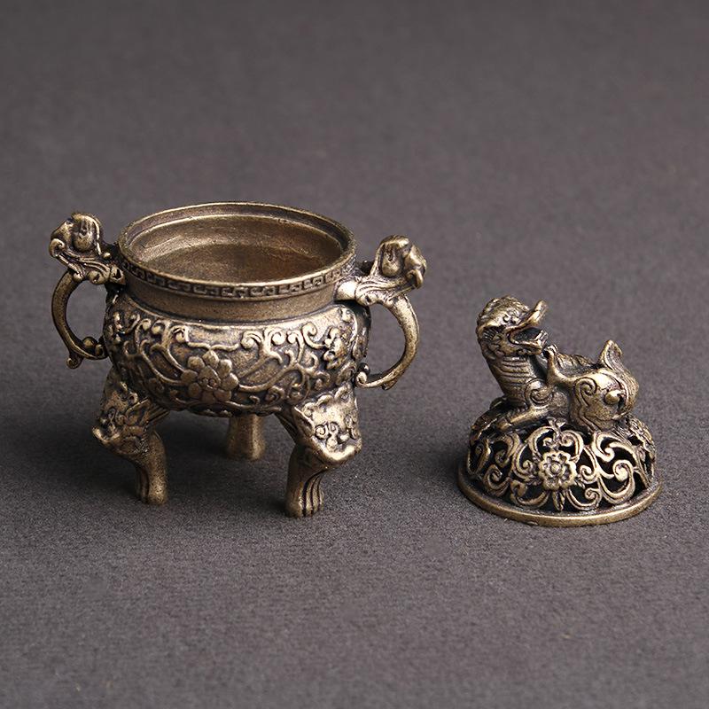 Pure Brass Made Old Anti-antique Animal Lion Incense Burner Desktop Decoration Bronze Home Crafts