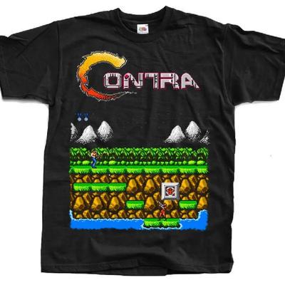 Contra STAGE 1 JUNGLE Tričko NES Černé Arkáda Famicom VŠECHNY VELIKOSTI S - 5XL