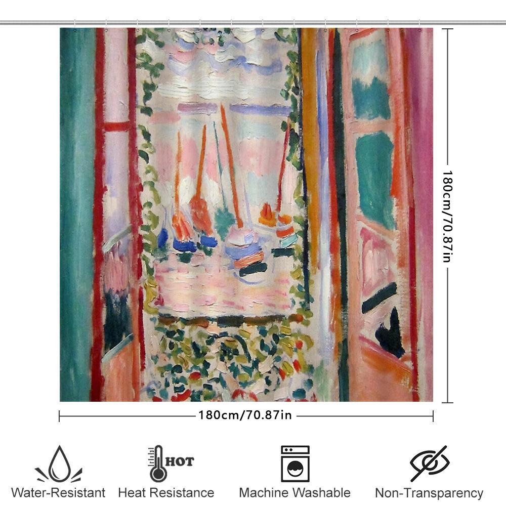 Bohemian Duschvorhang-Set Abstraktes Kunstmuster Wasserdichtes Gewebe Badezimmerdekoration Vintage Blumiger Hintergrund Moderner Bauernhaus-Stil