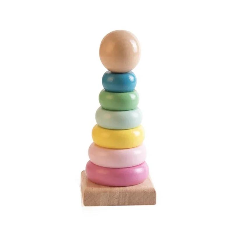New Kids Rainbow Stacking Ring Tower Stacking Folding Cup Stapelring Blocks Wood Plastic Toddler Toy Baby Infant Toys