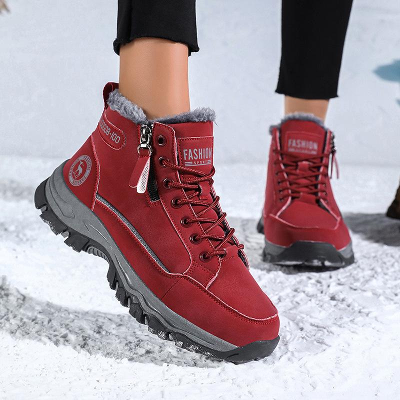 New winter cotton shoes Martin boots snow boots warm non-slip boots long tube 36 красный