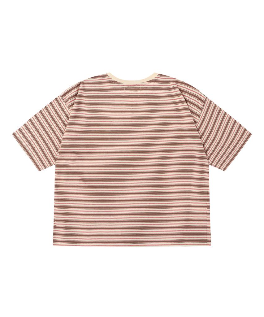 Soru Oversized Half Sleeve T-Shirt_Brown Stripe