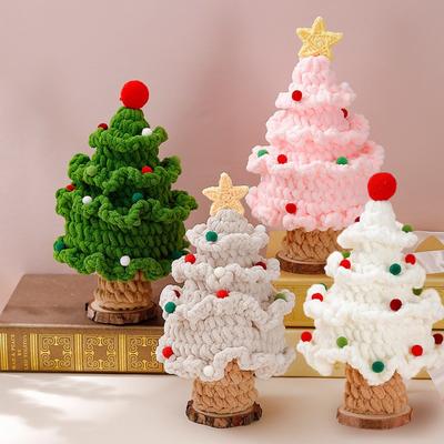 Estilo Estrela Bola Vermelha Árvore de Natal Lã Tricotada Pura Feita à Mão Acabada Decoração de Mesa para Casa de Férias Presentes Criativos de Natal