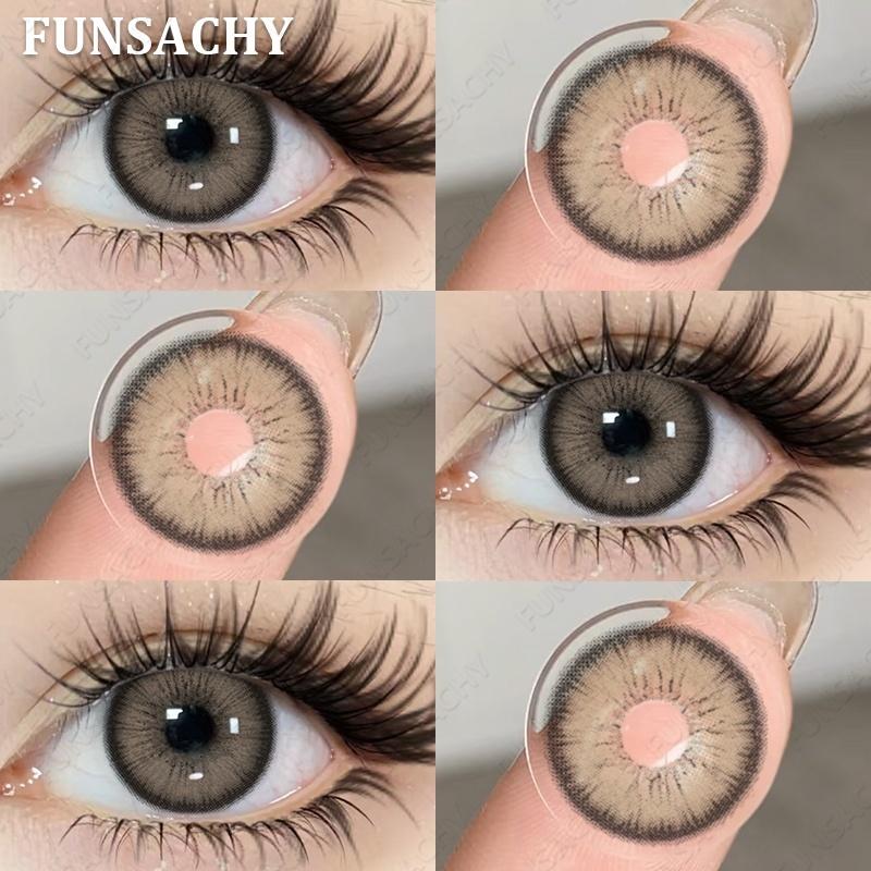 

FUNSACHY 1 Pair Natural Brown Contact Lenses for Eyes Beautiful Pupils for Makeup Cosmetics Brown Color Lenses Gray Softlens 0