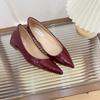 Sheepskin~ Small man inner height increase 5cm single shoes women's sexy versatile temperament pointed commuting beautiful flat shoes