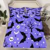 Gothic Spooky Bedding Set Pumpkin Lantern Cute Halloween Bed Sheets for Kids Boys Teens,Ghost Spiderwebs Fitted Sheet Black Cat Cobwebs Bats