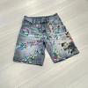 Europese en Amerikaanse straat hiphop trendy merk bloemenprint denim shorts zomer los en veelzijdig vijf-punts middellange broek